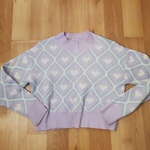 Wild Fable Lilac Heart Pattern Sweater